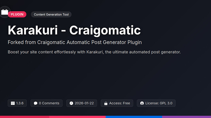 Craigomatic Automatic Post Generator Plugin