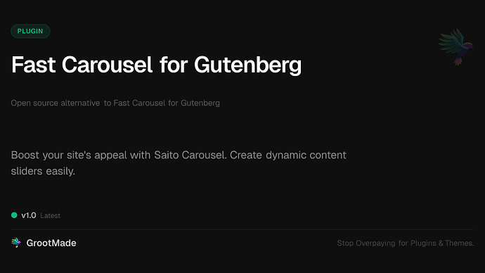 Fast Carousel for Gutenberg