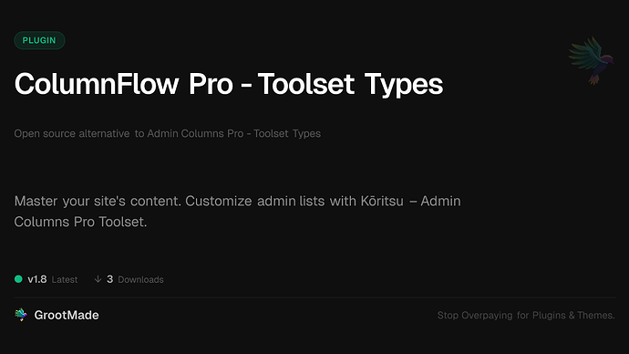ColumnFlow Pro - Toolset Types
