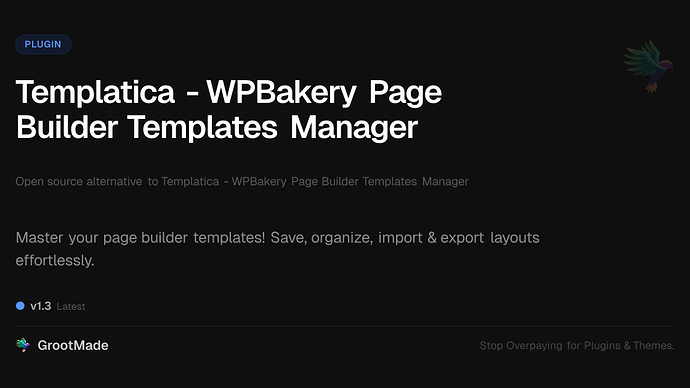 Templatica - WPBakery Page Builder Templates Manager