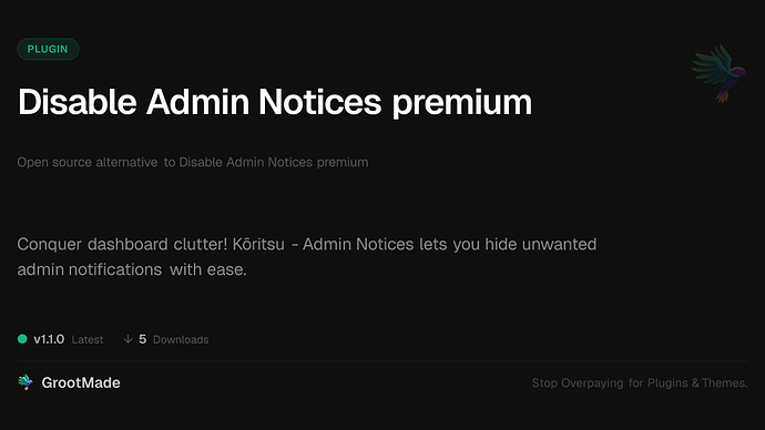 Disable Admin Notices premium