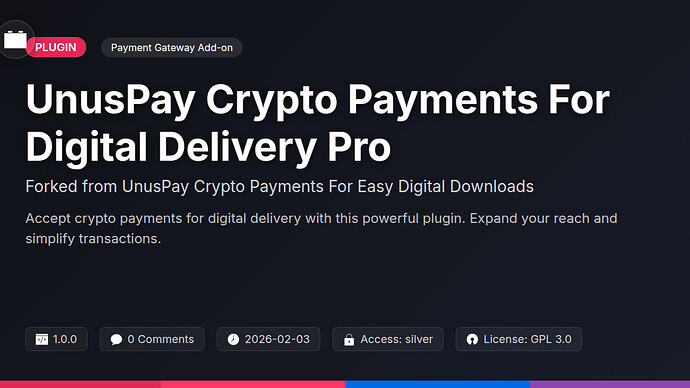 UnusPay Crypto Payments For Awesome Downloads