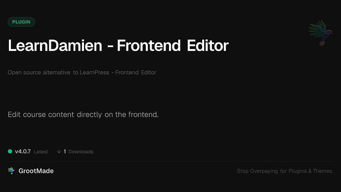 LearnDamien - Frontend Editor