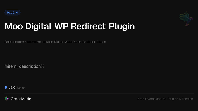 Moo Digital WP Redirect Plugin