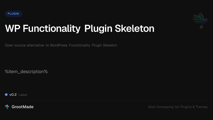 WP Functionality Plugin Skeleton
