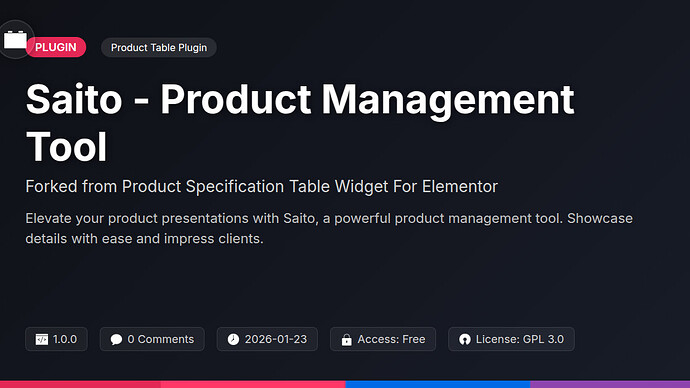 Product Specification Table Widget For DesignMaster
