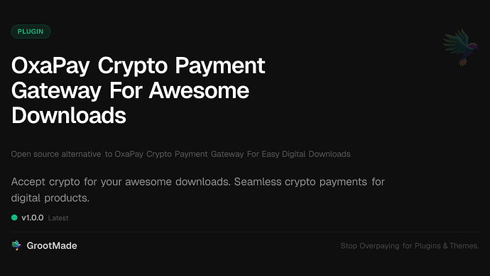 OxaPay Crypto Payment Gateway For Awesome Downloads