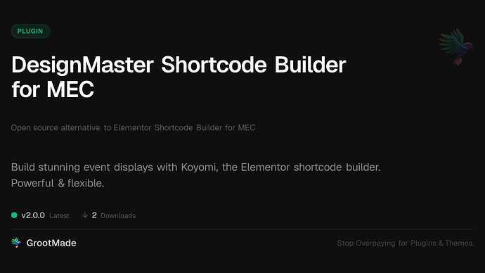 DesignMaster Shortcode Builder for MEC