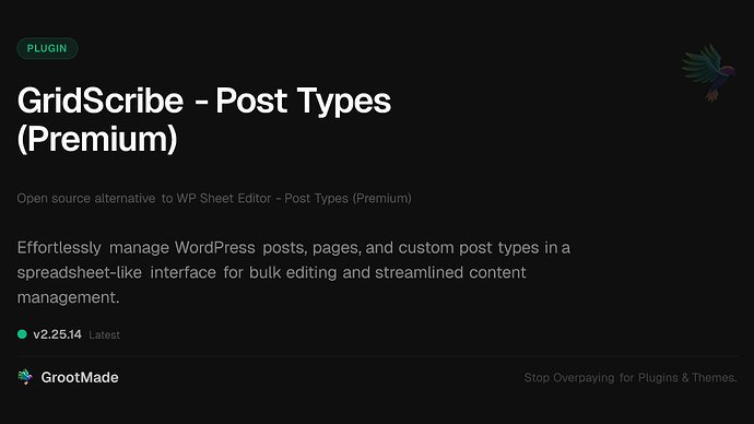 GridScribe - Post Types (Premium)