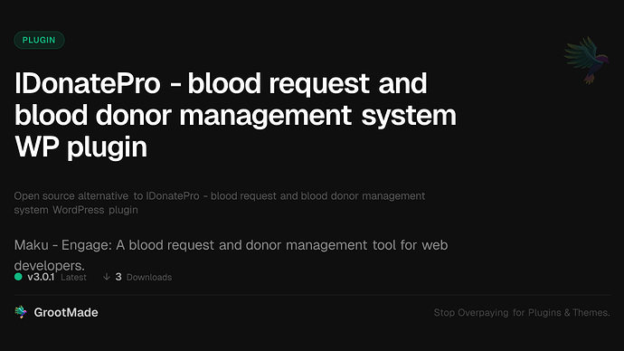 IDonatePro - blood request and blood donor management system WP plugin