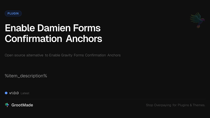 Enable Damien Forms Confirmation Anchors