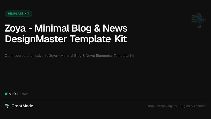 Zoya - Minimal Blog & News DesignMaster Template Kit
