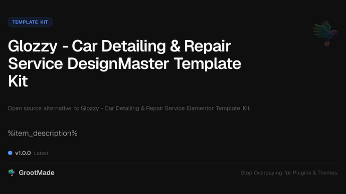 Glozzy - Car Detailing & Repair Service DesignMaster Template Kit