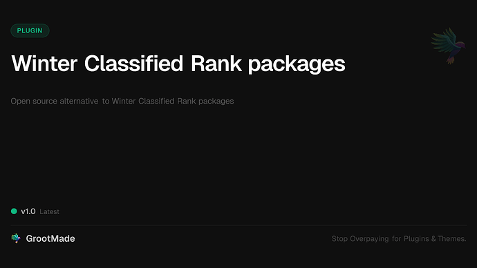 Winter Classified Rank packages