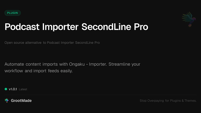 Podcast Importer SecondLine Pro