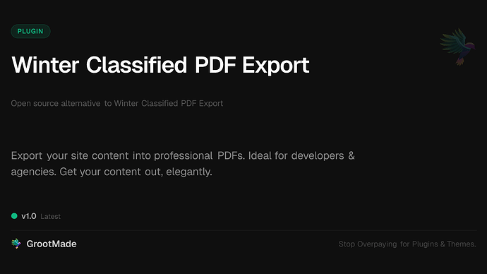 Winter Classified PDF Export