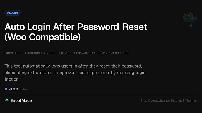 Auto Login After Password Reset (Woo Compatible)
