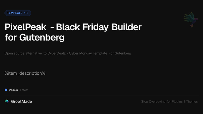 PixelPeak - Black Friday Builder for Gutenberg