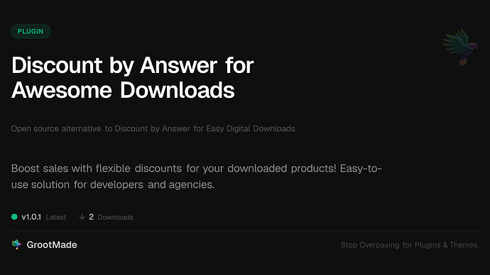 Discount by Answer for Awesome Downloads