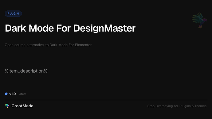 Dark Mode For DesignMaster