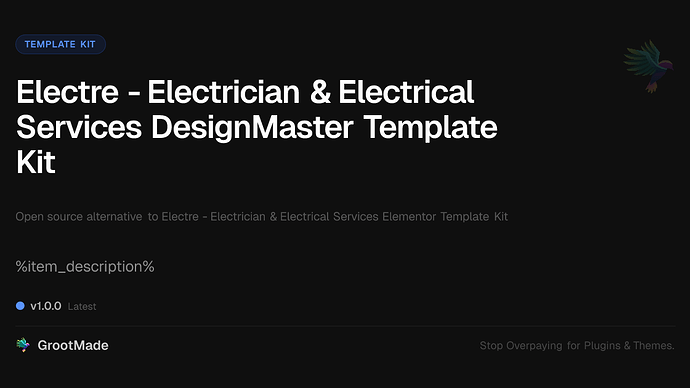 Electre - Electrician & Electrical Services DesignMaster Template Kit
