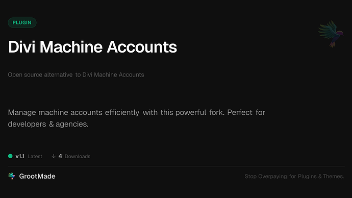 Divi Machine Accounts
