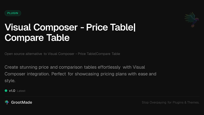 Visual Composer - Price Table|Compare Table