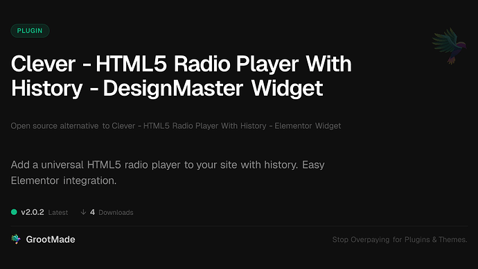 Clever - HTML5 Radio Player With History - DesignMaster Widget