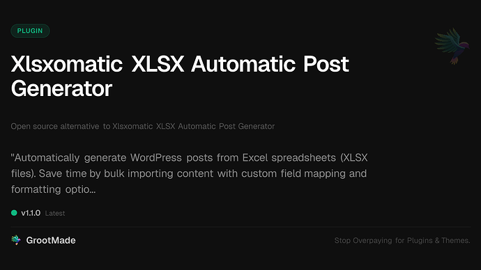 Xlsxomatic XLSX Automatic Post Generator