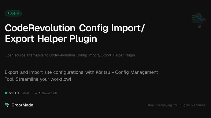 CodeRevolution Config Import/Export Helper Plugin