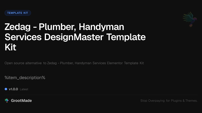 Zedag - Plumber, Handyman Services DesignMaster Template Kit