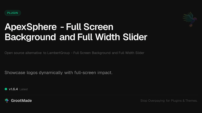 ApexSphere - Full Screen Background and Full Width Slider