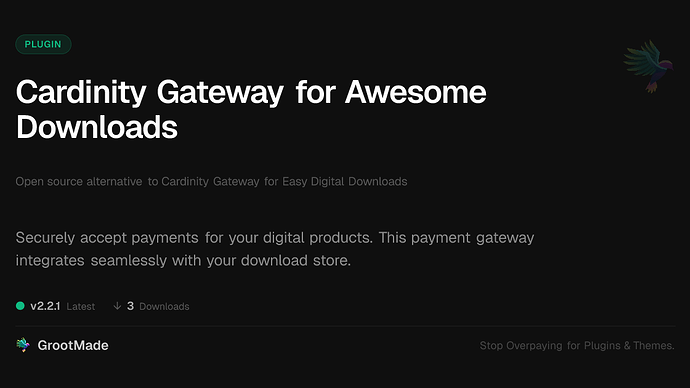 Cardinity Gateway for Awesome Downloads