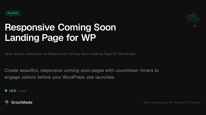 Responsive Coming Soon Landing Page for WP