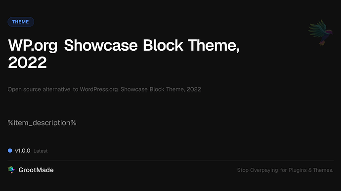 WP.org Showcase Block Theme, 2022