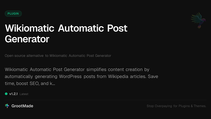 Wikiomatic Automatic Post Generator