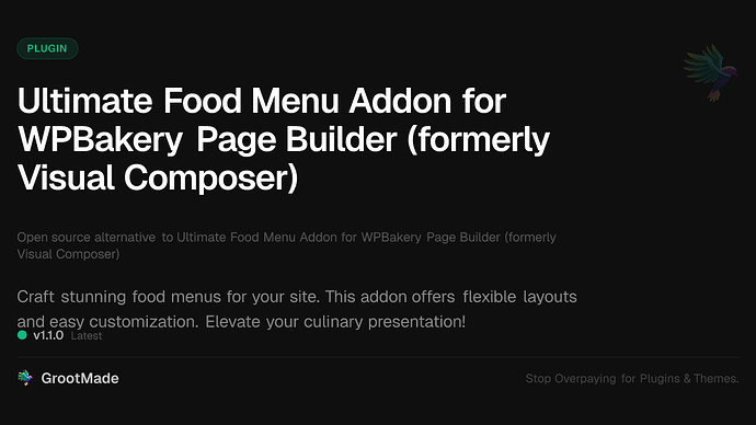 Ultimate Food Menu Addon for WPBakery Page Builder (formerly Visual Composer)