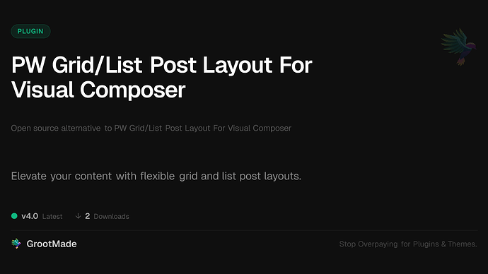 PW Grid/List Post Layout For Visual Composer