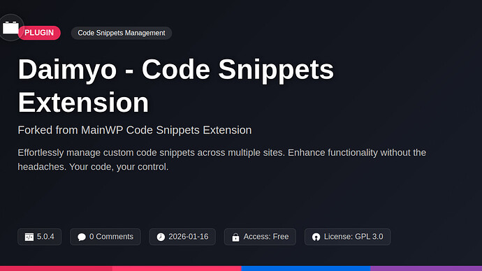 MainWP Code Snippets Extension