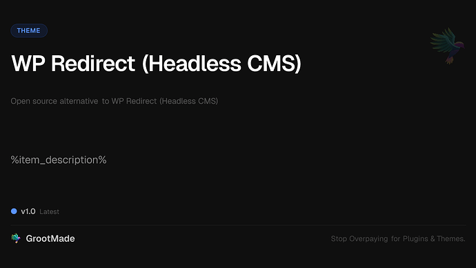 WP Redirect (Headless CMS)