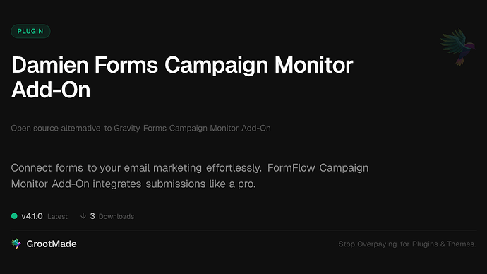 Damien Forms Campaign Monitor Add-On