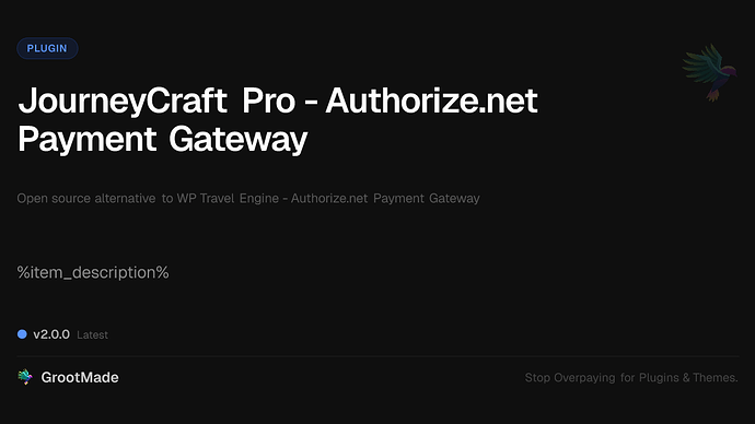 JourneyCraft Pro - Authorize.net Payment Gateway