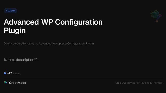 Advanced WP Configuration Plugin