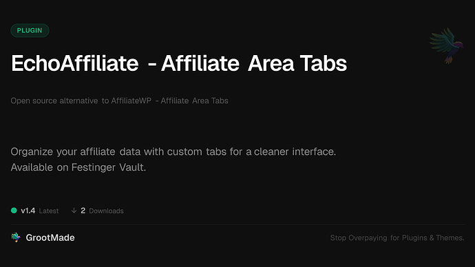 EchoAffiliate - Affiliate Area Tabs
