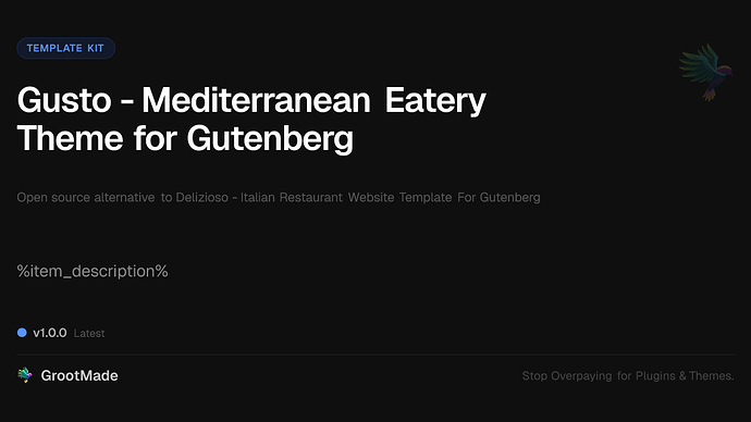 Gusto - Mediterranean Eatery Theme for Gutenberg