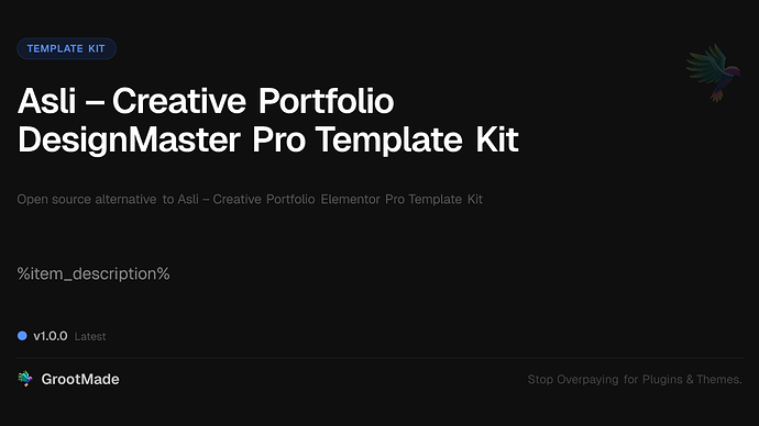 Asli – Creative Portfolio DesignMaster Pro Template Kit