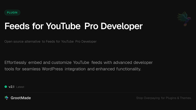 Feeds for YouTube Pro Developer