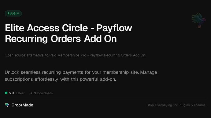 Elite Access Circle - Payflow Recurring Orders Add On