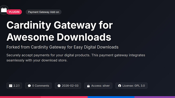 Cardinity Gateway for Awesome Downloads