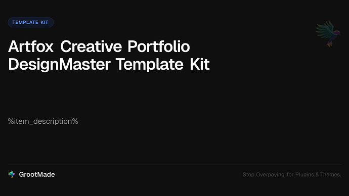 Artfox Creative Portfolio DesignMaster Template Kit